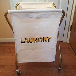 The Emily & Merrit Rolling Laundry Hamper, Natural/Gold